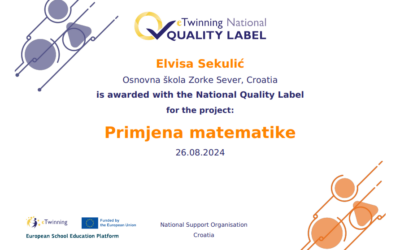 Nacionalna oznaka kvalitete za e-Twinning projekt “Primjena matematike”