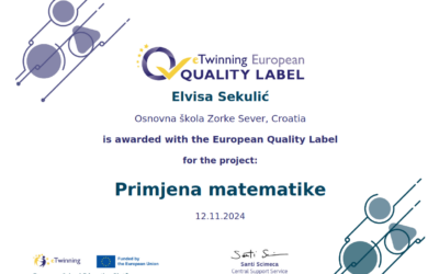 Europska oznaka kvalitete za eTwinning projekt “Primjena matematike” 