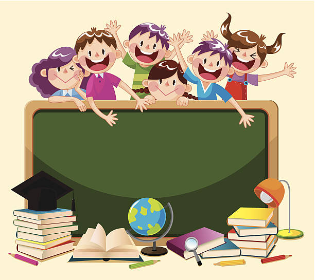 Back to School,6 cute kids are playing,vector illustration