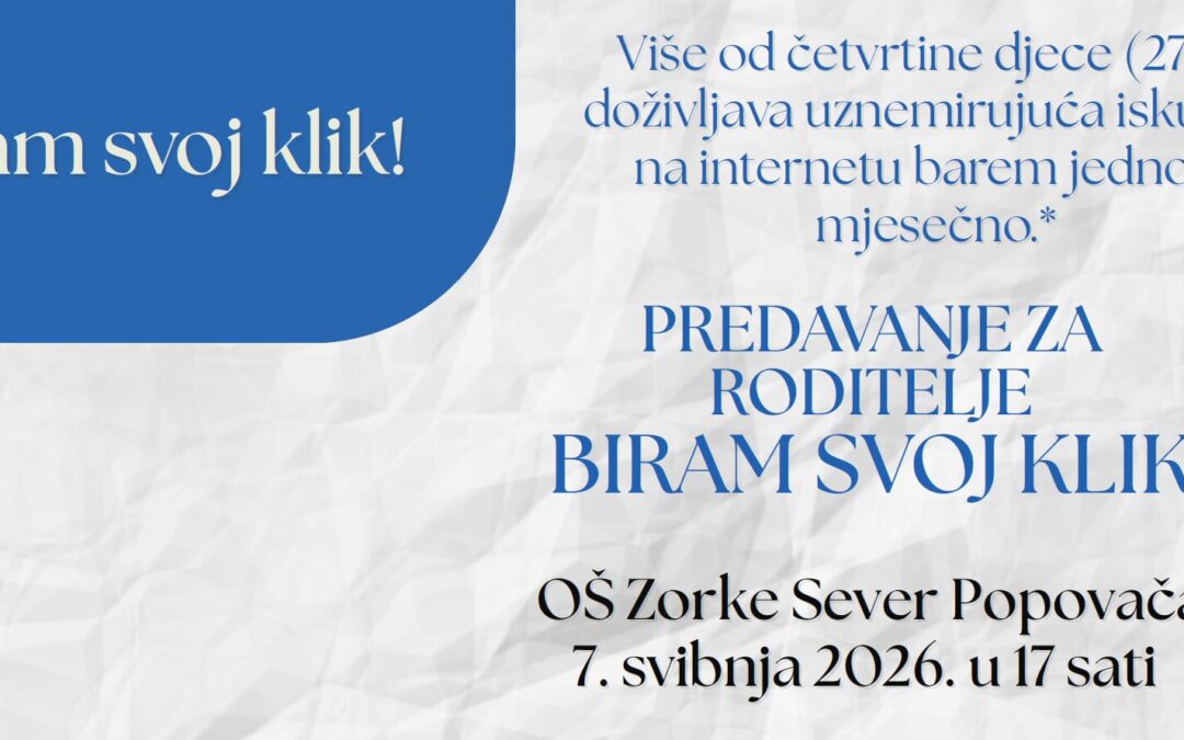 Poziv na predavanje za roditelje u sklopu Dana medijske pismenosti