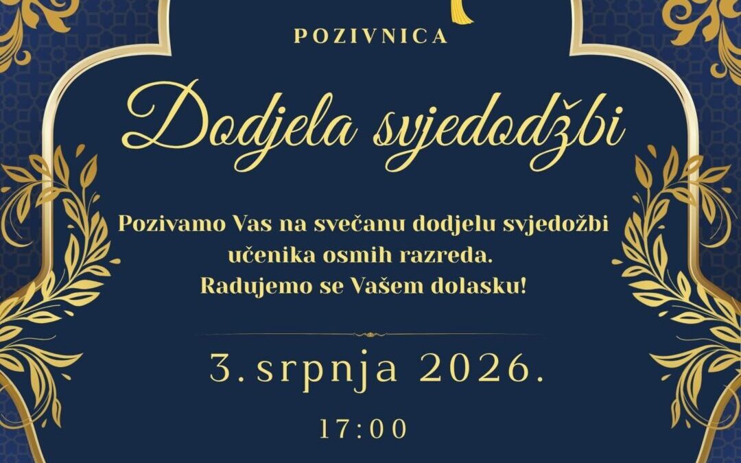 Svečana dodjela svjedodžbi našim budućim srednjoškolcima