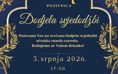 Svečana dodjela svjedodžbi našim budućim srednjoškolcima