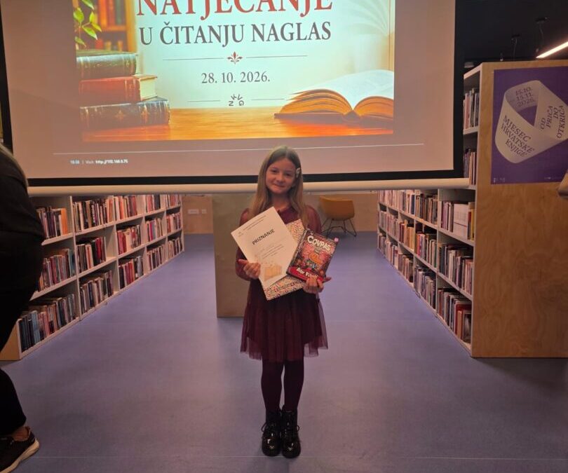 Veliki uspjeh na županijskom natjecanju: Mia Ćurčić osvojila drugo mjesto u čitanju naglas